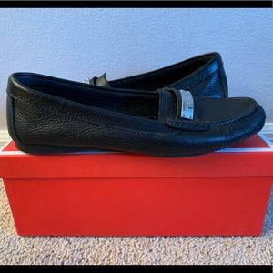 Coach black leather loafers